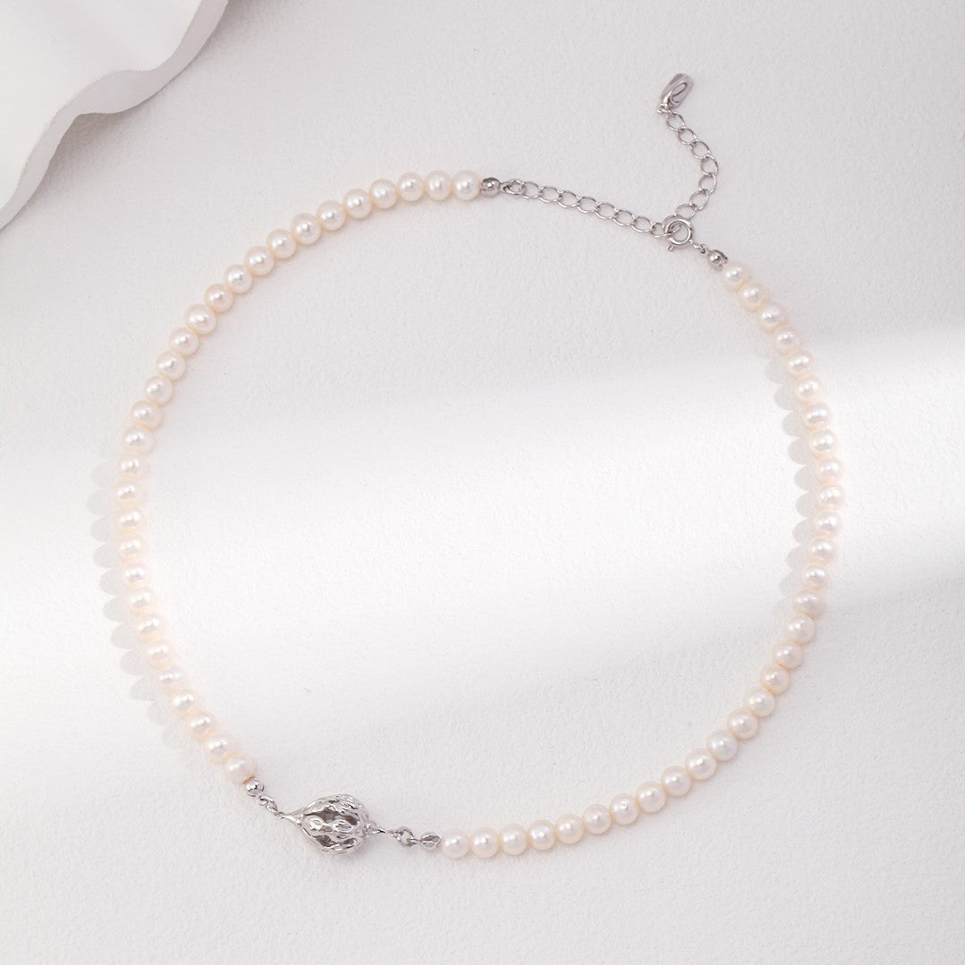 Elegant Skeleton Design Natural Pearl Necklace Jewelry