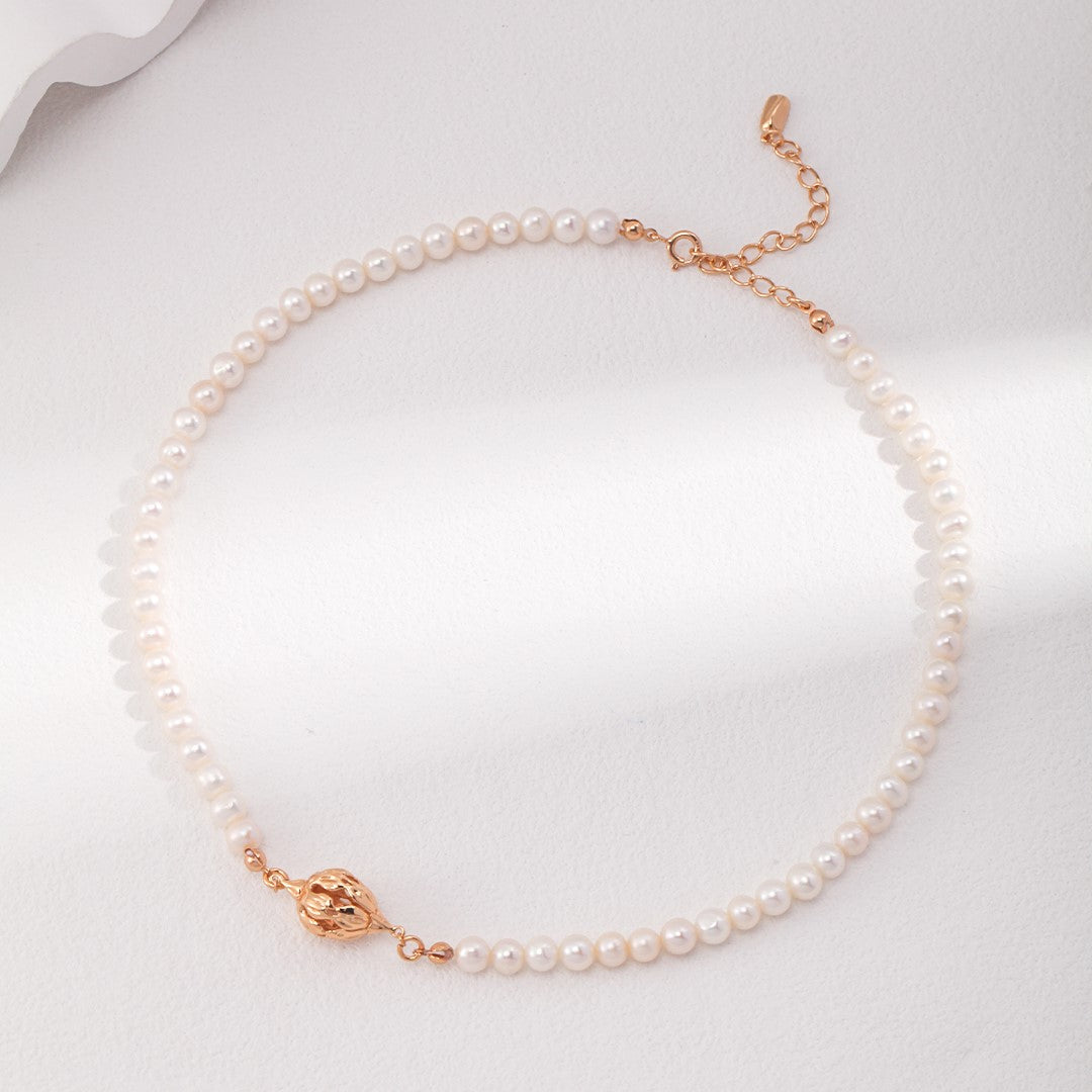 Elegant Skeleton Design Natural Pearl Necklace Jewelry