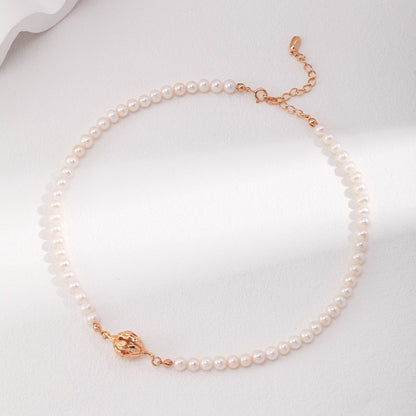 Elegant Skeleton Design Natural Pearl Necklace Jewelry