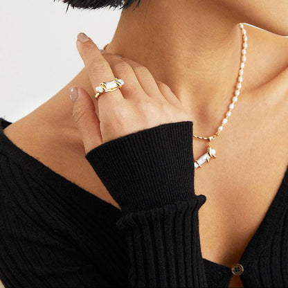 Pearl Necklace Ring Set | LAYUMI