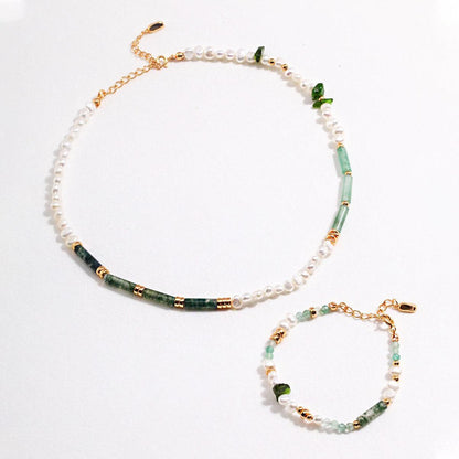 Pearl Natural Stone Necklace Bracelet Set | LAYUMI