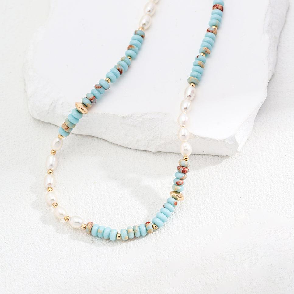 Blue Natural Stone Natural Pearl Necklace Jewelry