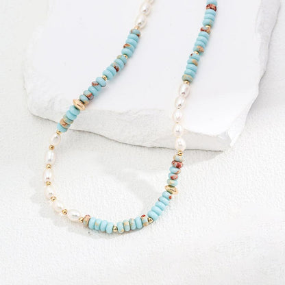 Blue Natural Stone Natural Pearl Necklace Jewelry