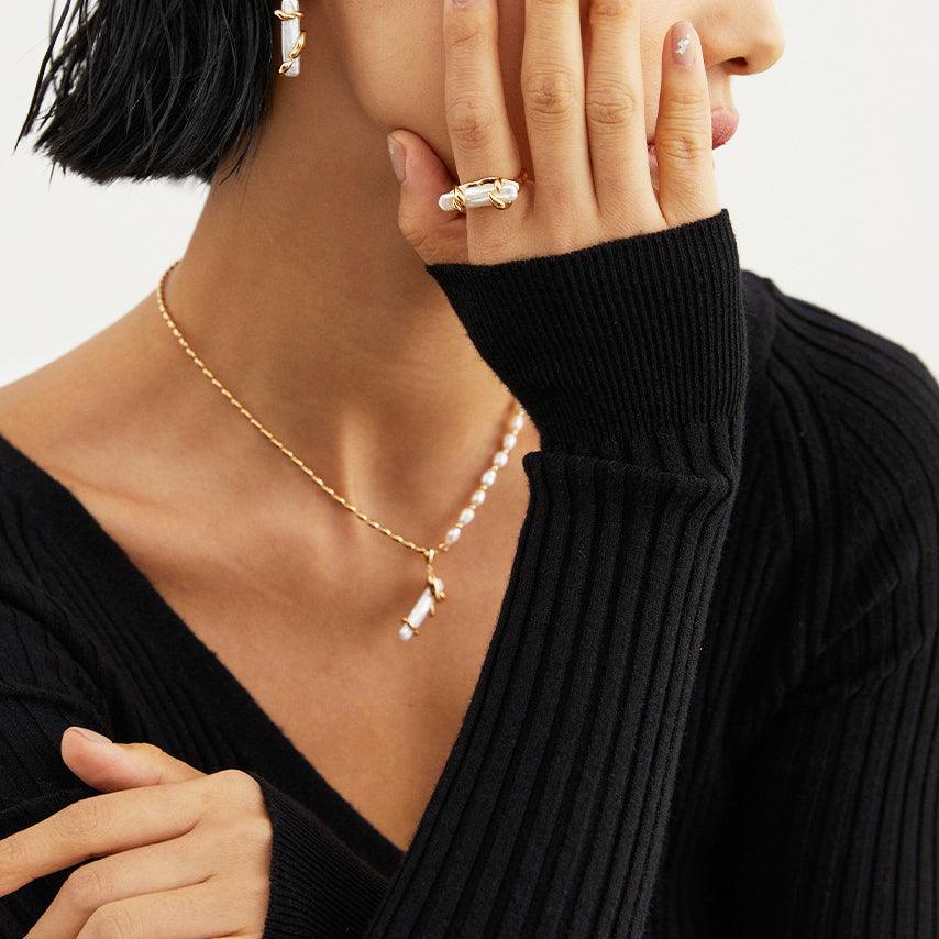 Pearl Necklace Ring Set | LAYUMI