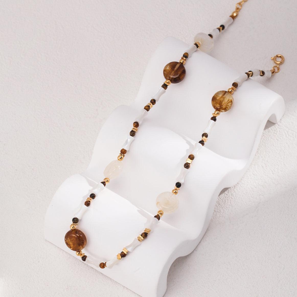 Tiger Eye Natural Pearl Necklace Jewelry