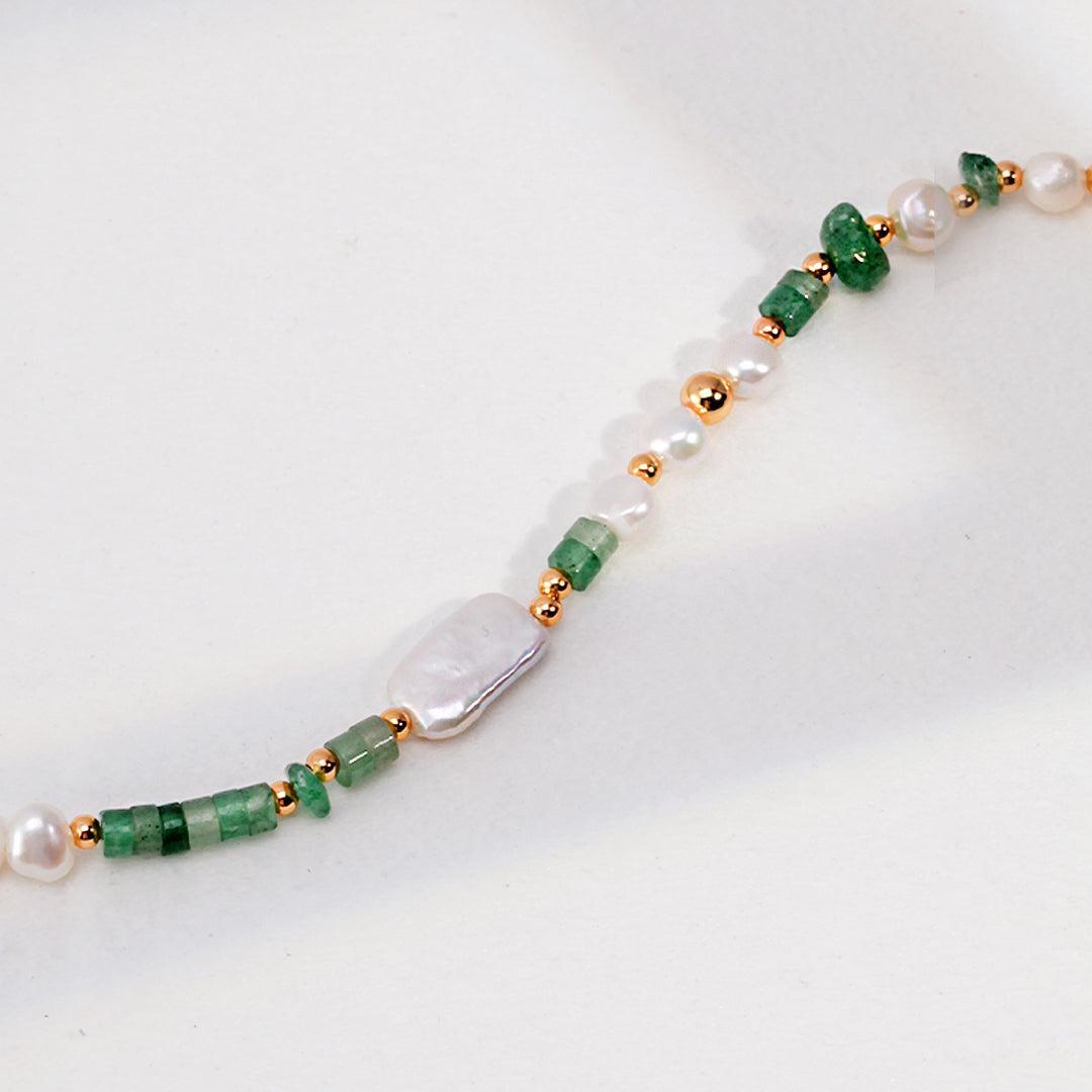 Green Natural Stone Natural Pearl Necklace Jewelry