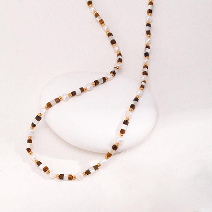 Tiger Eye Natural Pearl Necklace Jewelry