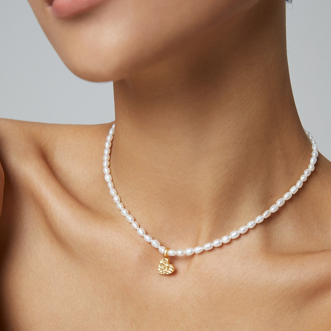 Love Heart Shaped Natural Pearl Necklace Jewelry