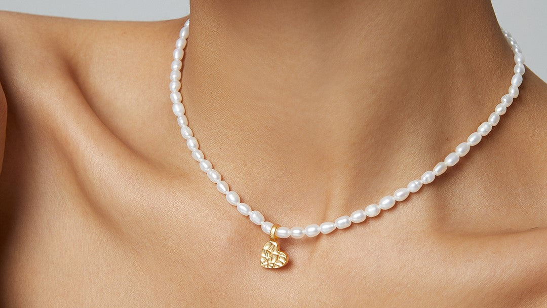 Love Heart Shaped Natural Pearl Necklace Jewelry